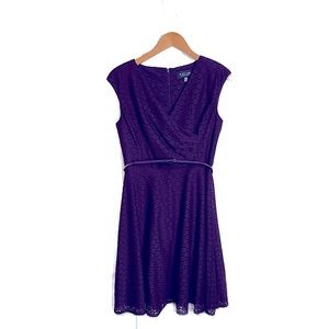 Evan Picone Black Label Dark Purple Belted Dress